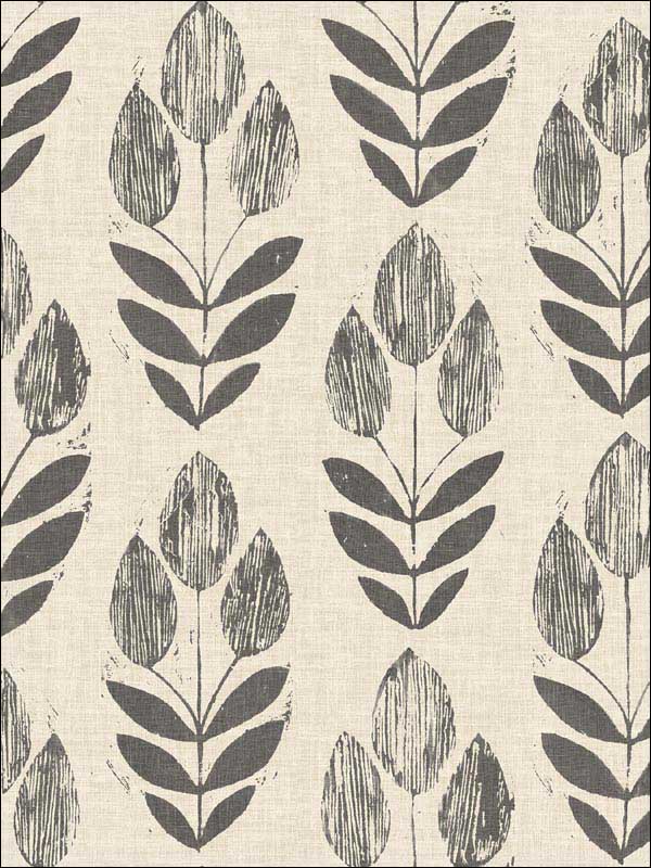 Garland Block Tulip wallpaper in black color - pattern number 3115-24474 - by Chesapeake in the Farmhouse collection