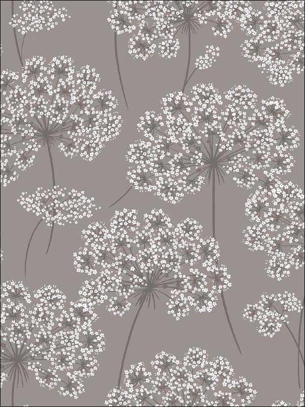 Angelica Peel and Stick fabric in grey color - pattern number NU1693 - by Brewster in the NuWallpaper II collection