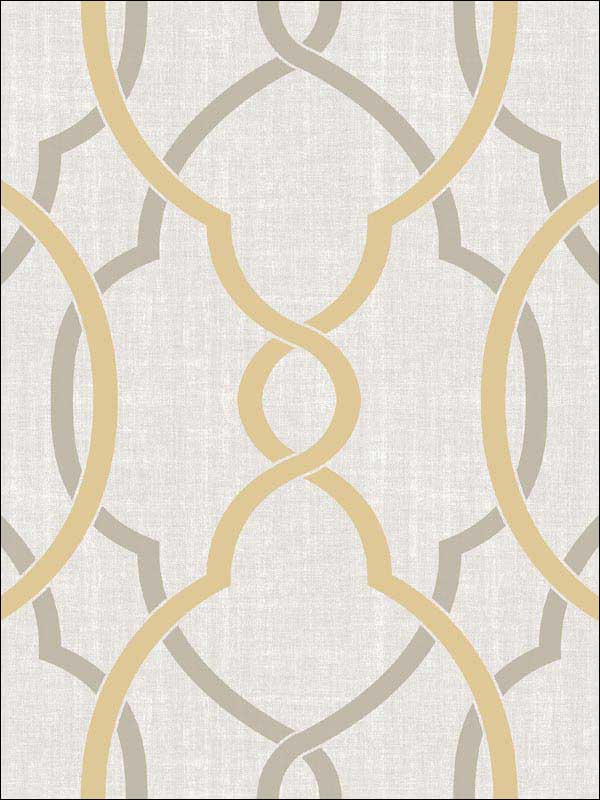 Sausalito Peel and Stick fabric in taupe and yellow color - pattern number NU1695 - by Brewster in the NuWallpaper II collection