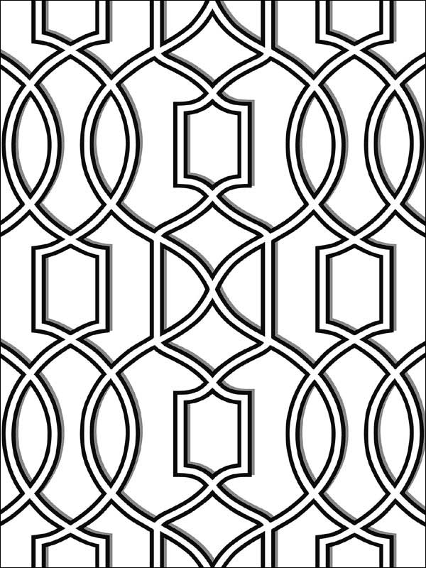 Uptown Trellis Peel and Stick fabric in black and white color - pattern number NU1696 - by Brewster in the NuWallpaper II collection