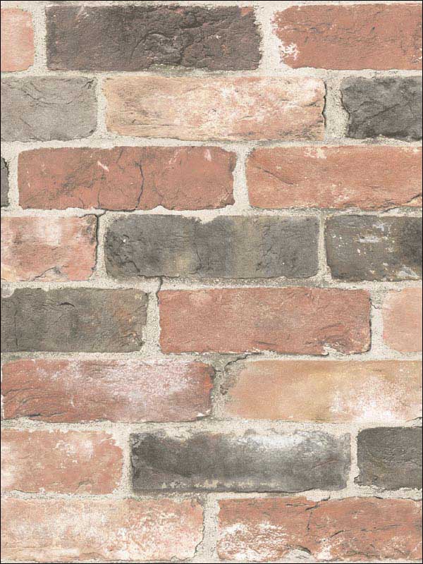 Newport Reclaimed Brick Peel and Stick fabric in multicolor color - pattern number NU2064 - by Brewster in the NuWallpaper II collection