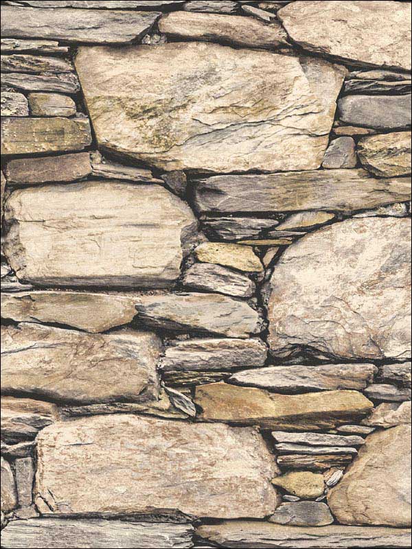Hadrian Stone Wall Peel and Stick fabric in neutral color - pattern number NU2065 - by Brewster in the NuWallpaper II collection