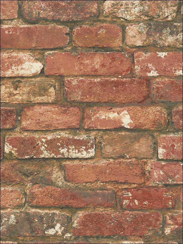 West End Brick Peel and Stick fabric in red color - pattern number NU2214 - by Brewster in the NuWallpaper II collection