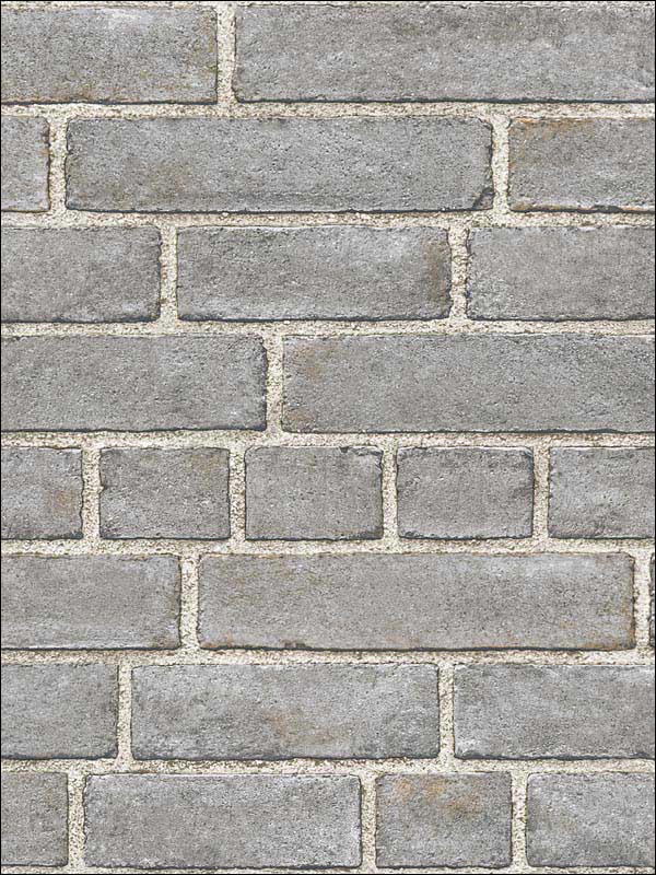 Brick Facade Peel and Stick fabric in grey color - pattern number NU2236 - by Brewster in the NuWallpaper II collection