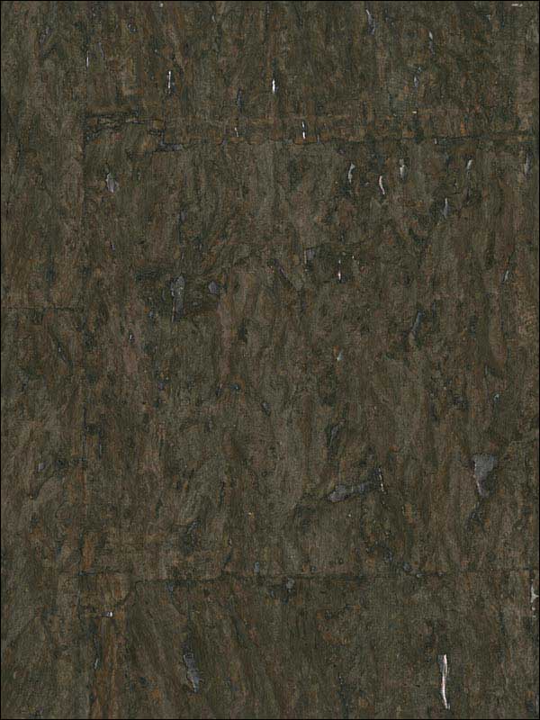 Cork W3318 wallpaper in chocolate silver metallic color - pattern number W3318.6.0 - by Kravet in the Elements Grasscloth collection