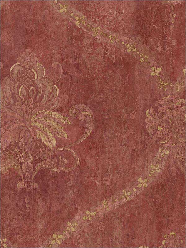 Regal Damask fabric in red ochre color - pattern number CH22565 - by Patton Norwall in the Manor House by Norwall collection