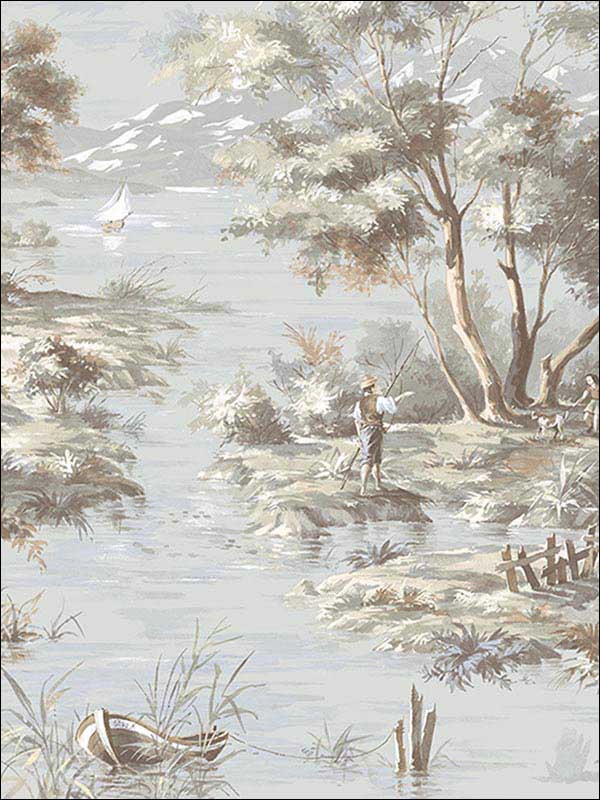 La Campagne fabric in grey green color - pattern number MH36514 - by Patton Norwall in the Manor House by Norwall collection