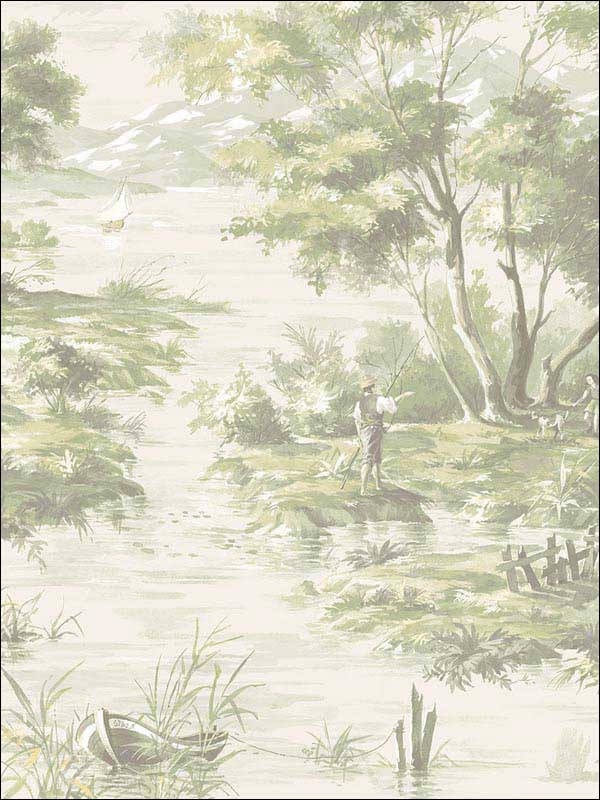 La Campagne fabric in green color - pattern number MH36515 - by Patton Norwall in the Manor House by Norwall collection