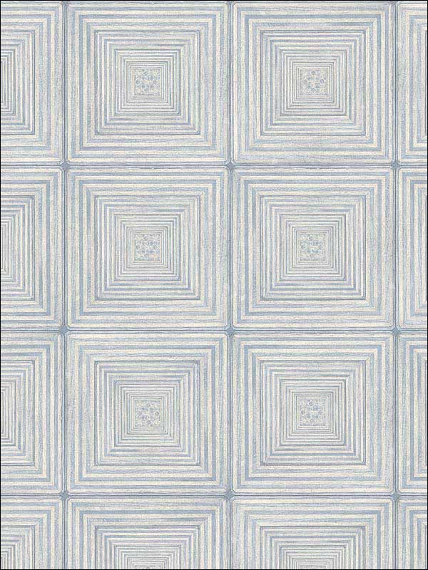 Parquet wallpaper in blue ivory color - pattern number MH36524 - by Patton Norwall in the Manor House by Norwall collection
