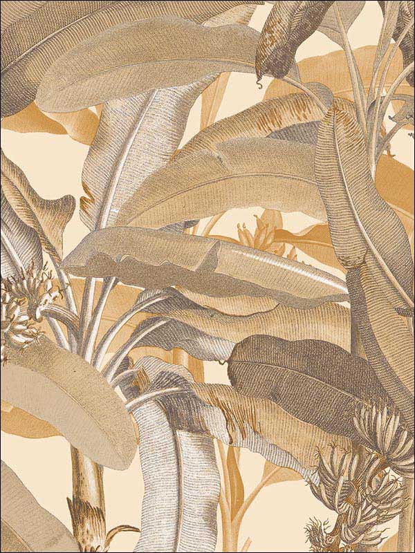 Polynesian Leaves fabric in ochre color - pattern number MH36537 - by Patton Norwall in the Manor House by Norwall collection