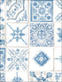 Morrocan Tiles fabric in blue beige color - pattern number CK36622 - by Patton Norwall in the Creative Kitchens collection