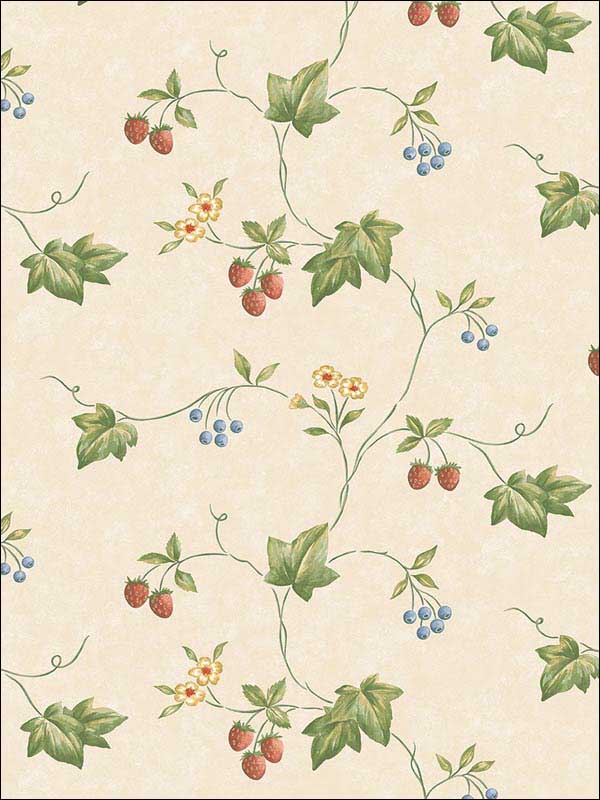 Trellis Trail wallpaper in red green blue beige color - pattern number KE29900 - by Patton Norwall in the Creative Kitchens collection