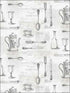 Cutlery fabric in black tan color - pattern number KE29939 - by Patton Norwall in the Creative Kitchens collection