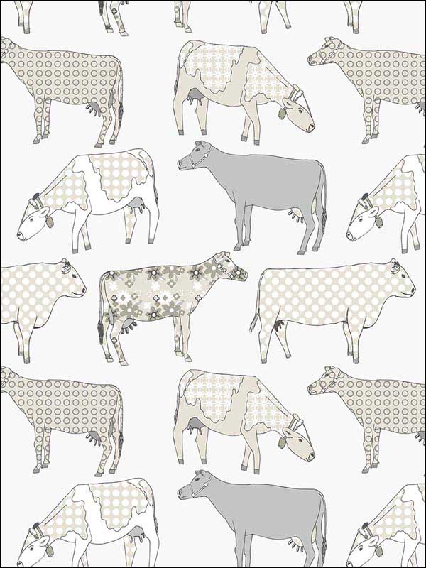 Cow Parade wallpaper in grey color - pattern number KE29952 - by Patton Norwall in the Creative Kitchens collection