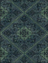 Leaf Scroll fabric in blue green black raised ink color - pattern number 1730004 - by Seabrook in the Mercury by Etten Gallerie collection