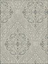 Damask fabric in gray off white metallic silver raised ink color - pattern number 1731308 - by Seabrook in the Mercury by Etten Gallerie collection