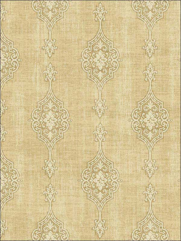 Medallion Striped wallpaper in tan off white raised ink color - pattern number 1731405 - by Seabrook in the Mercury by Etten Gallerie collection