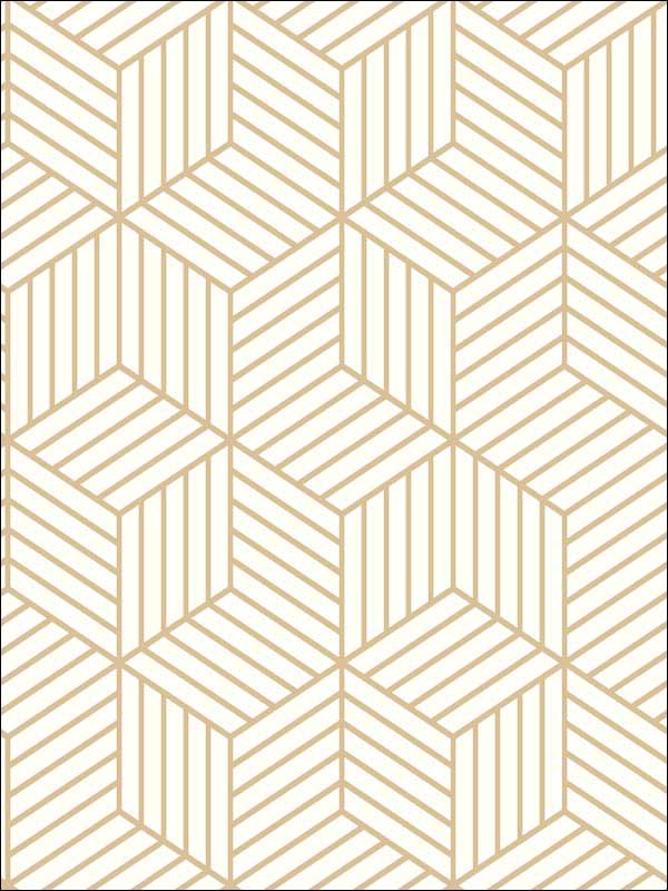 Striped Hexagon Peel and Stick fabric in white gold color - pattern number RMK10704WP - by York in the Peel and Stick Wallpaper by York collection
