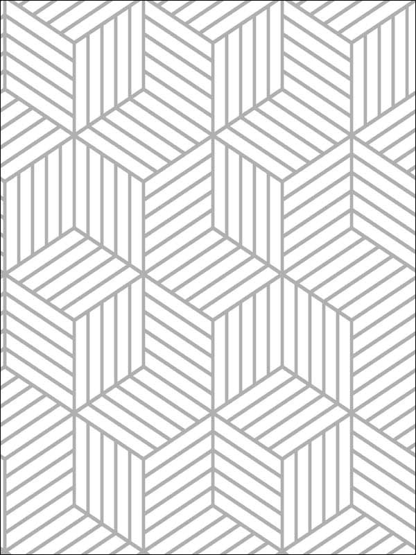 Striped Hexagon Peel and Stick fabric in white grey color - pattern number RMK10705WP - by York in the Peel and Stick Wallpaper by York collection