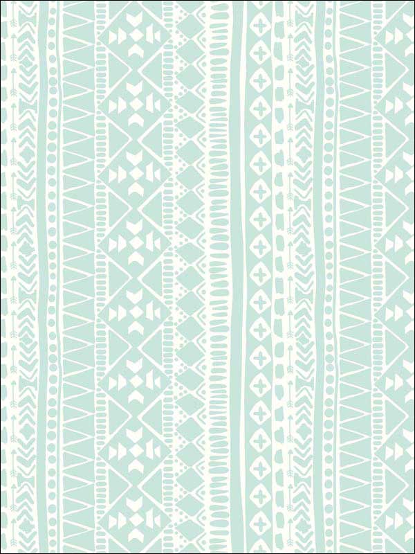 Tribal Peel and Stick wallpaper in teal color - pattern number RMK3485WP - by York in the Peel and Stick Wallpaper by York collection