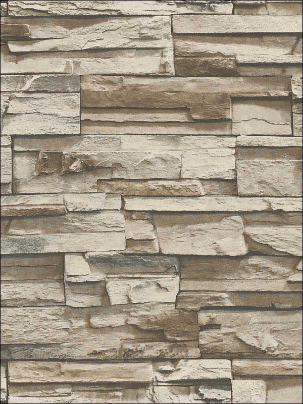 Stacked Stone Peel and Stick fabric in brown color - pattern number RMK9025WP - by York in the Peel and Stick Wallpaper by York collection