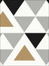 Geometric Triangle Peel and Stick wallpaper in black gray gold color - pattern number RMK9055WP - by York in the Peel and Stick Wallpaper by York collection