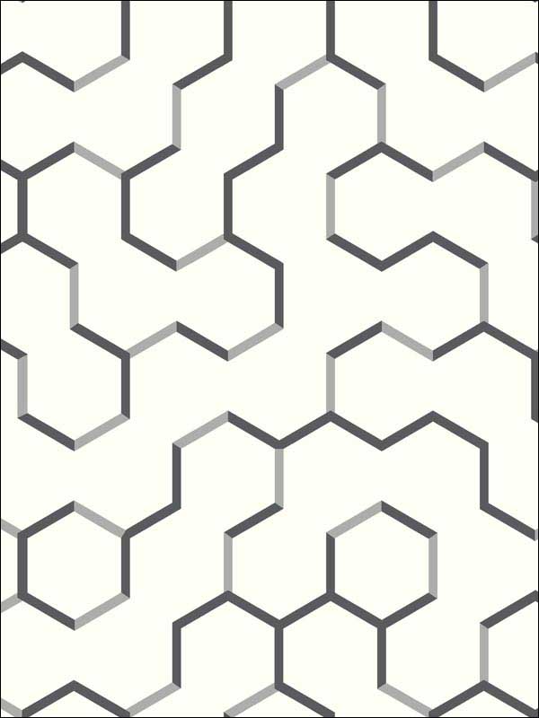 Open Geometric Peel and Stick fabric in grey color - pattern number RMK9091WP - by York in the Peel and Stick Wallpaper by York collection