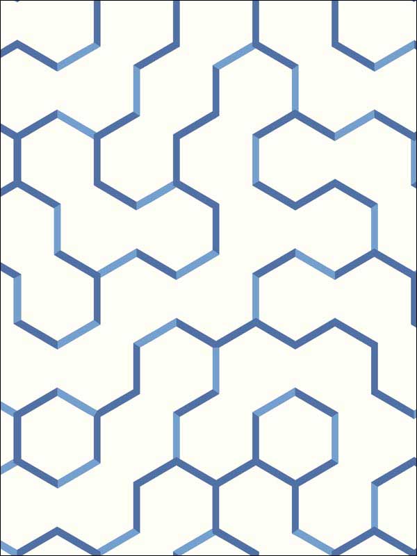 Open Geometric Peel and Stick fabric in blue color - pattern number RMK9093WP - by York in the Peel and Stick Wallpaper by York collection