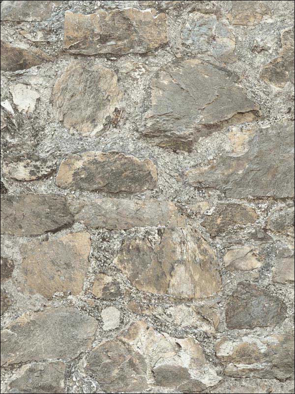 Weathered Stone Peel and Stick fabric in gray brown color - pattern number RMK9096WP - by York in the Peel and Stick Wallpaper by York collection