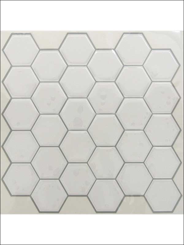 Hexagon StickTiles wallpaper in white color - pattern number TIL3458FLT - by York in the Peel and Stick Tile Backsplashes collection