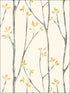 Ingrid Scandi Tree fabric in mustard color - pattern number UW24776 - by Brewster in the Brewster Essentials collection