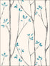 Ingrid Scandi Tree fabric in blue color - pattern number UW24777 - by Brewster in the Brewster Essentials collection