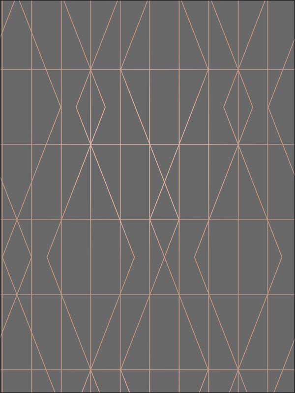 LeVeque Deco Diamond Geo fabric in charcoal color - pattern number UW24788 - by Brewster in the Brewster Essentials collection