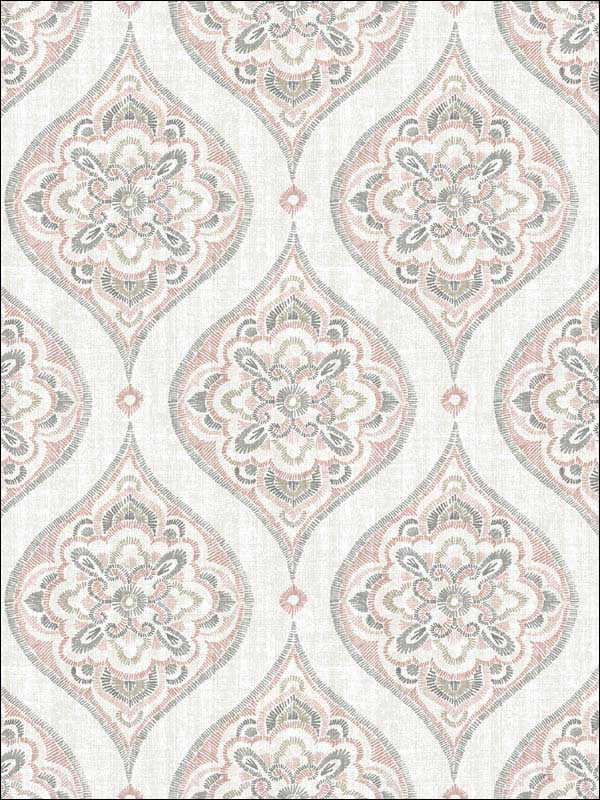 Adele Damask wallpaper in rose color - pattern number 2821-25147 - by A Street Prints in the Folklore Nordic Style collection