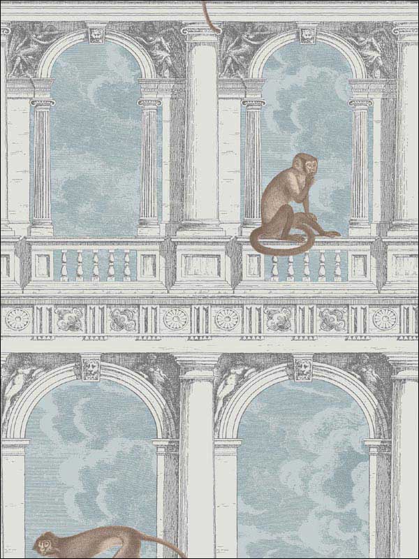 Procuratie Con Vista wallpaper in stone and powder blue color - pattern number 114/8015.CS.0 - by Cole and Son in the Fornasetti III collection