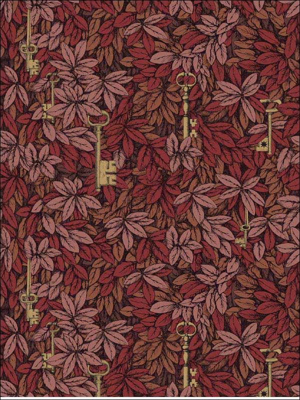 Chiavi Segrete fabric in autumnal leaves color - pattern number 114/9019.CS.0 - by Cole and Son in the Fornasetti III collection