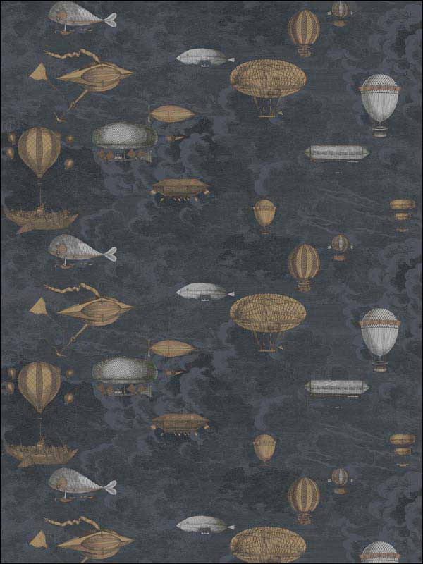 Macchine Volanti wallpaper in midnight color - pattern number 97/1002.CS.0 - by Cole and Son in the Fornasetti III collection