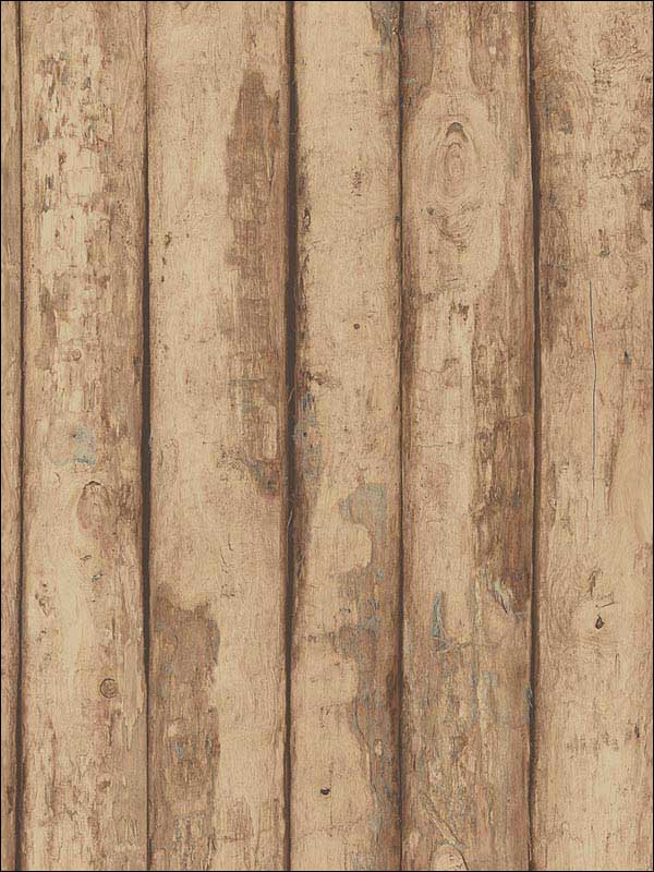 Log Cabin wallpaper in brown raw sienna amber cedar color - pattern number FH37536 - by Patton Norwall in the Farmhouse Living collection
