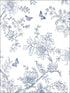 Butterfly Toile wallpaper in light blue blue navy color - pattern number FH37539 - by Patton Norwall in the Farmhouse Living collection