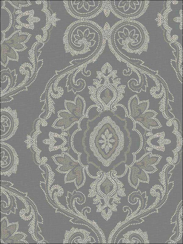 Nautical Damask wallpaper in black sands color - pattern number MB30300 - by Seabrook in the Beach House collection