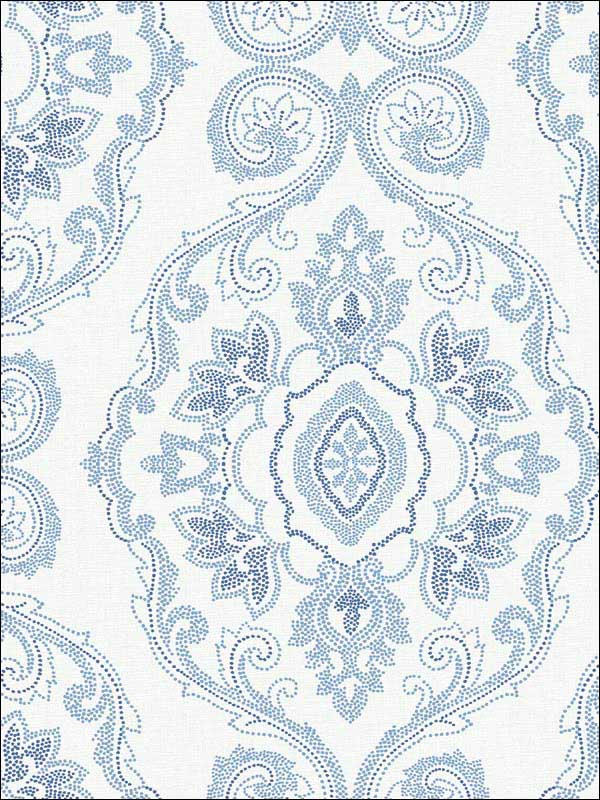 Nautical Damask wallpaper in coastal blue color - pattern number MB30312 - by Seabrook in the Beach House collection
