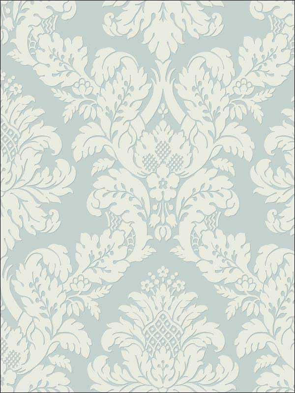 Classic Damask fabric in teal white glitter color - pattern number UK10482 - by Seabrook in the Shimmer by Pear Tree Studios collection
