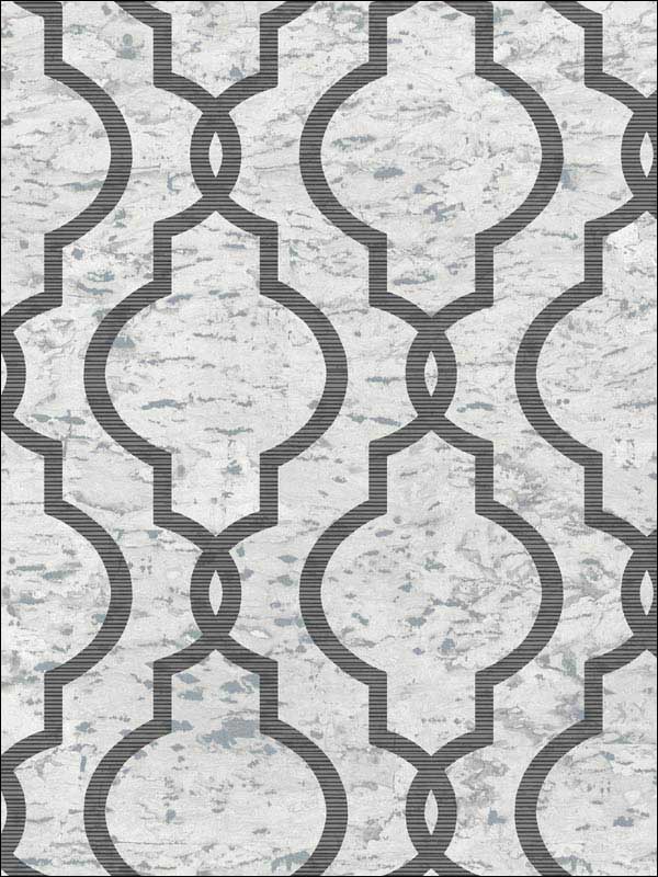 Cork Effect Trellis fabric in cool grey color - pattern number UK20900 - by Seabrook in the Shimmer by Pear Tree Studios collection