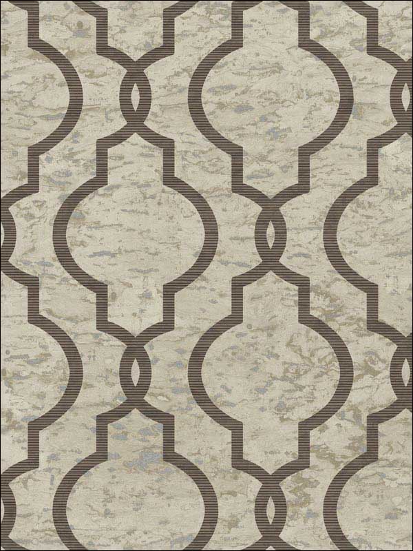Cork Effect Trellis fabric in taupe color - pattern number UK20907 - by Seabrook in the Shimmer by Pear Tree Studios collection