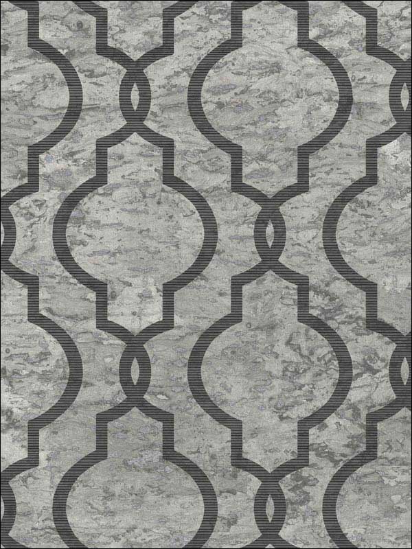 Cork Effect Trellis fabric in steel color - pattern number UK20910 - by Seabrook in the Shimmer by Pear Tree Studios collection
