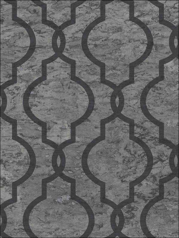 Cork Effect Trellis fabric in dark grey color - pattern number UK20920 - by Seabrook in the Shimmer by Pear Tree Studios collection