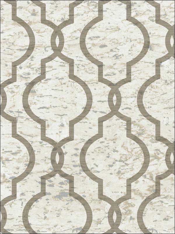 Cork Effect Trellis fabric in beige color - pattern number UK20930 - by Seabrook in the Shimmer by Pear Tree Studios collection