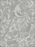 Scroll fabric in silver gray and ivory color - pattern number 2010100 - by Seabrook in the Aura by Etten Gallerie collection