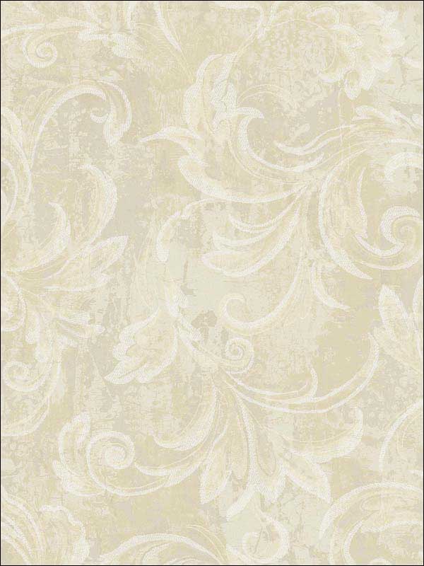 Scroll fabric in gold and ivory color - pattern number 2010105 - by Seabrook in the Aura by Etten Gallerie collection