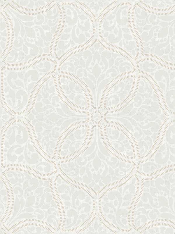 Scroll Trail fabric in alabaster and tan color - pattern number 2010705 - by Seabrook in the Aura by Etten Gallerie collection